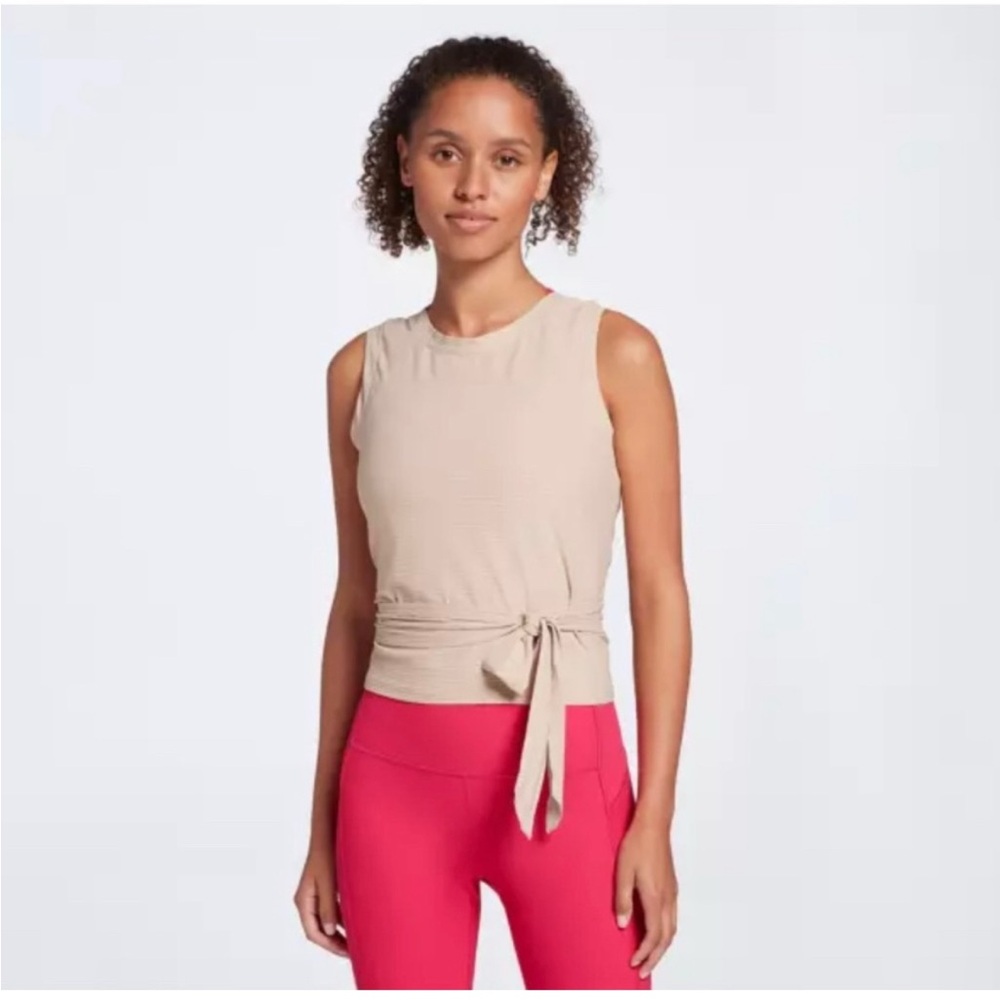 CALIA Crop Wrap and Tie Tank Sandstone Size Large